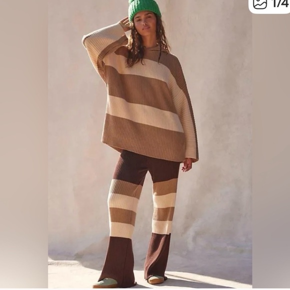 Free People Beach KamiRibbed Sweater Pants NWOT - Picture 2 of 6